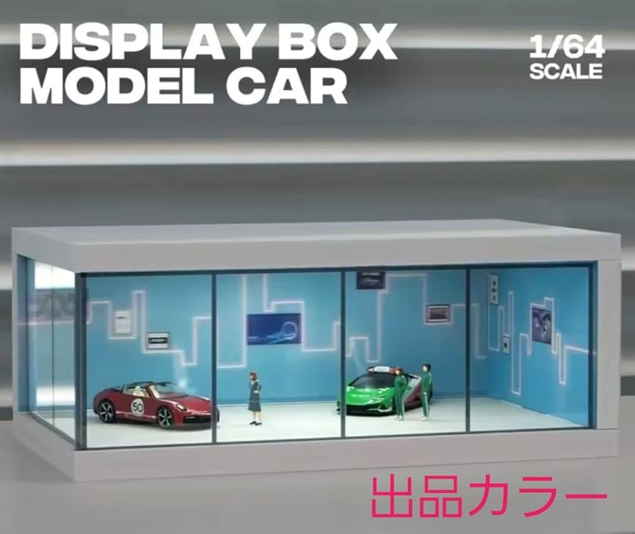 Amazon | 青背景 1 64 ミニカー ディスプレイ LED照明 ジオラマ